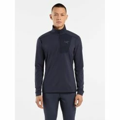 Arc'teryx Rho LT Zip Neck - Men's -Scarpa Sales Rho LT Zip Neck Black Sapphire Front View rsz 28865.1674262084