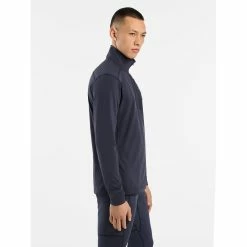 Arc'teryx Rho LT Zip Neck - Men's -Scarpa Sales Rho LT Zip Neck Black Sapphire Side View Right rsz 33454.1674262084